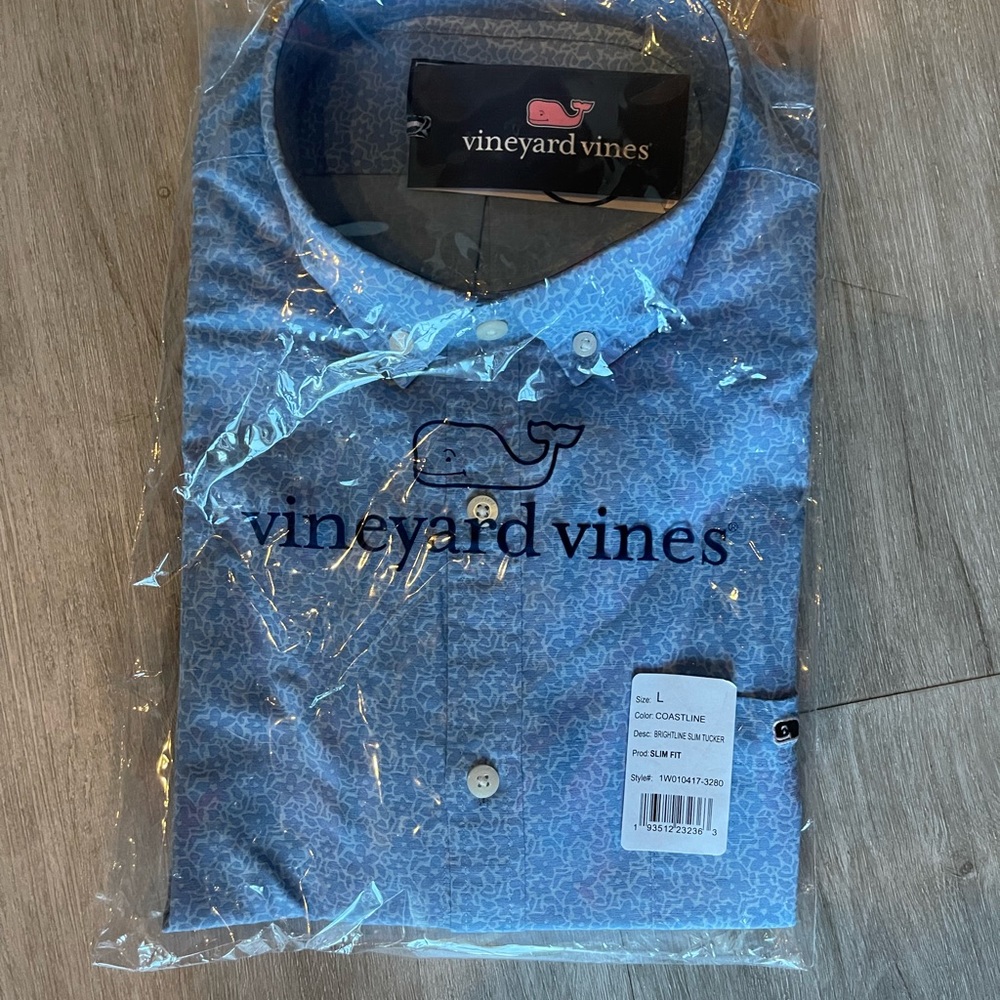 Vineyard Vines Bright line Slim Tucker L Shirt NWT
